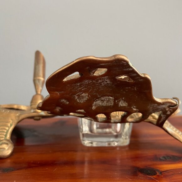 Vintage Brass Glass Inkwell Victorian Style Pen Holder - Picture 7 of 9